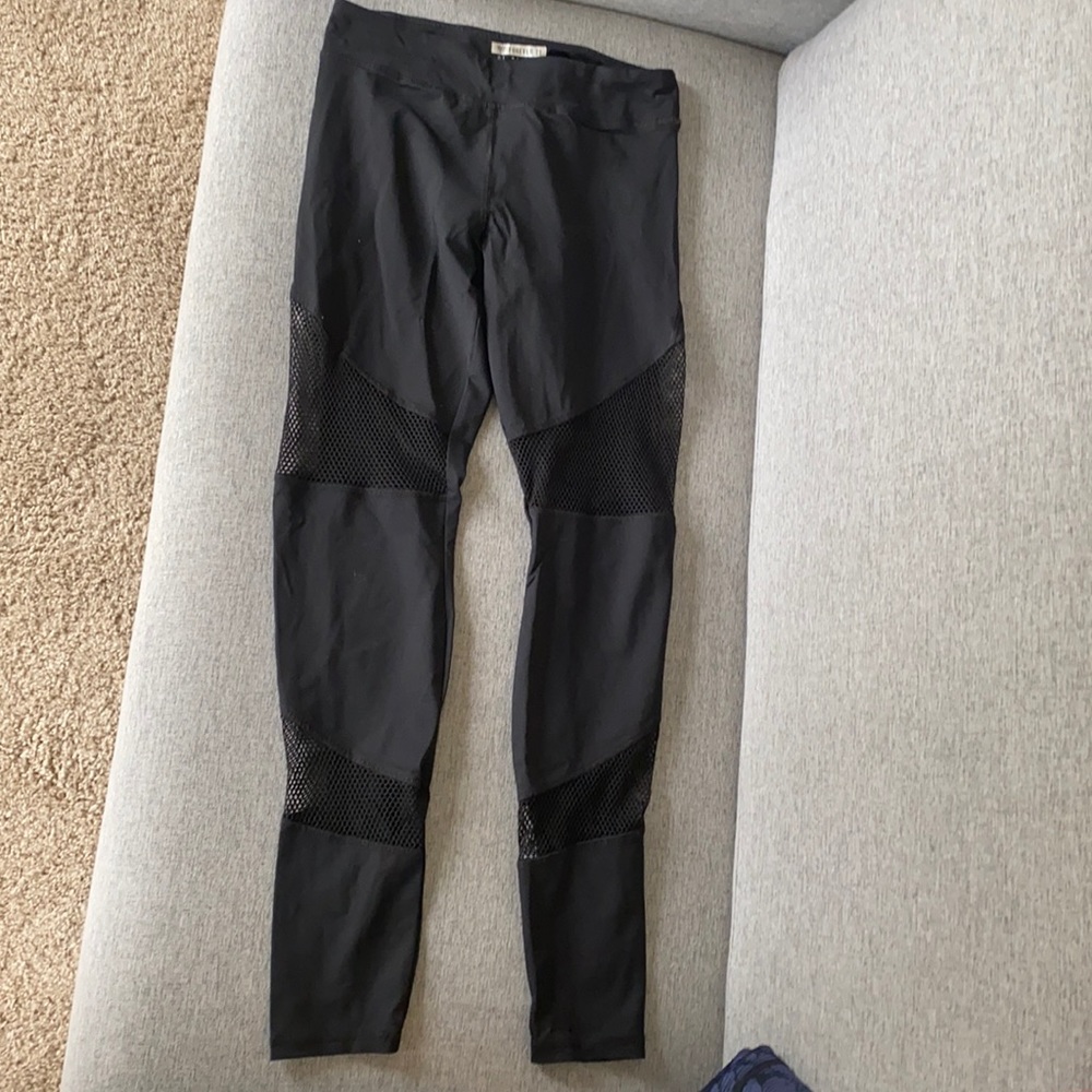 black mesh paneling leggings